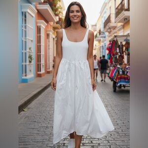 Lush Elegant White Maxi Dress/White Sleeveless Maxi Dress | Minimalist S